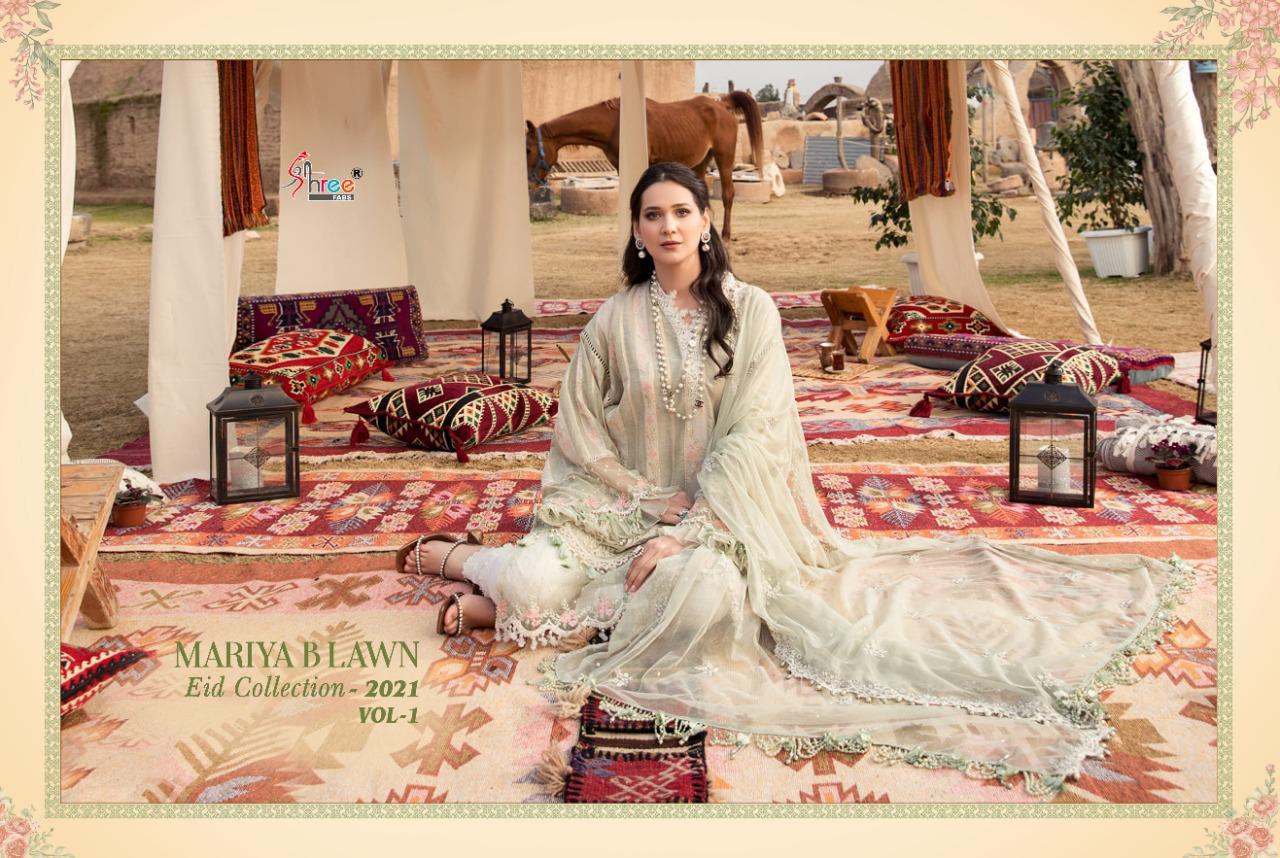 Shree Fabs Presents Mariya B Lawn Eid Collection 2021 Vol-1 Pure Lawn Cotton Print With Exclusive Heavy Patch Embrodery At Wholesale Rate In Surat
