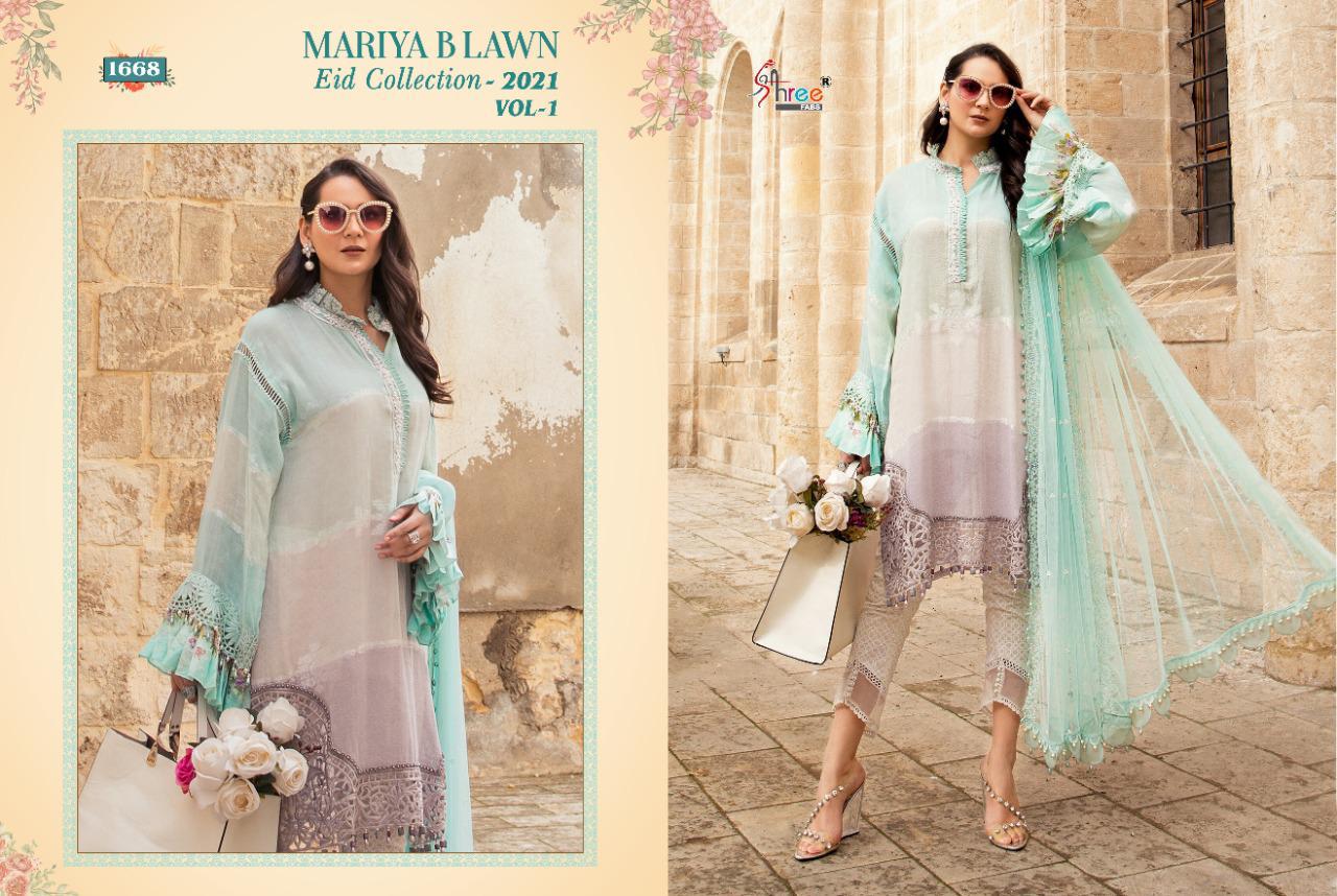 Shree Fabs Presents Mariya B Lawn Eid Collection 2021 Vol-1 Pure Lawn Cotton Print With Exclusive Heavy Patch Embrodery At Wholesale Rate In Surat