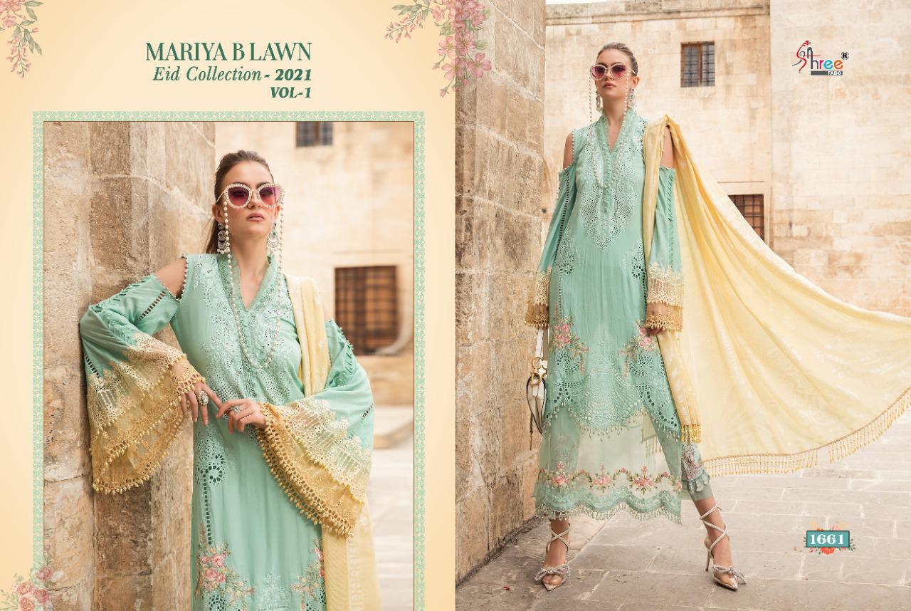 Shree Fabs Presents Mariya B Lawn Eid Collection 2021 Vol-1 Pure Lawn Cotton Print With Exclusive Heavy Patch Embrodery At Wholesale Rate In Surat