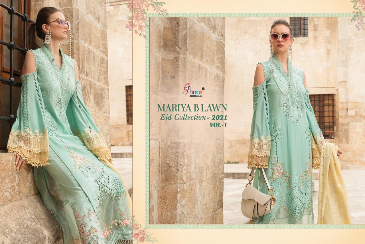 Shree Fabs Presents Mariya B Lawn Eid Collection 2021 Vol-1 Pure Lawn Cotton Print With Exclusive Heavy Patch Embrodery At Wholesale Rate In Surat