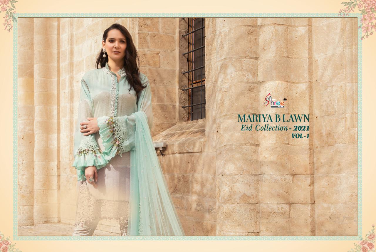 Shree Fabs Presents Mariya B Lawn Eid Collection 2021 Vol-1 Pure Lawn Cotton Print With Exclusive Heavy Patch Embrodery At Wholesale Rate In Surat
