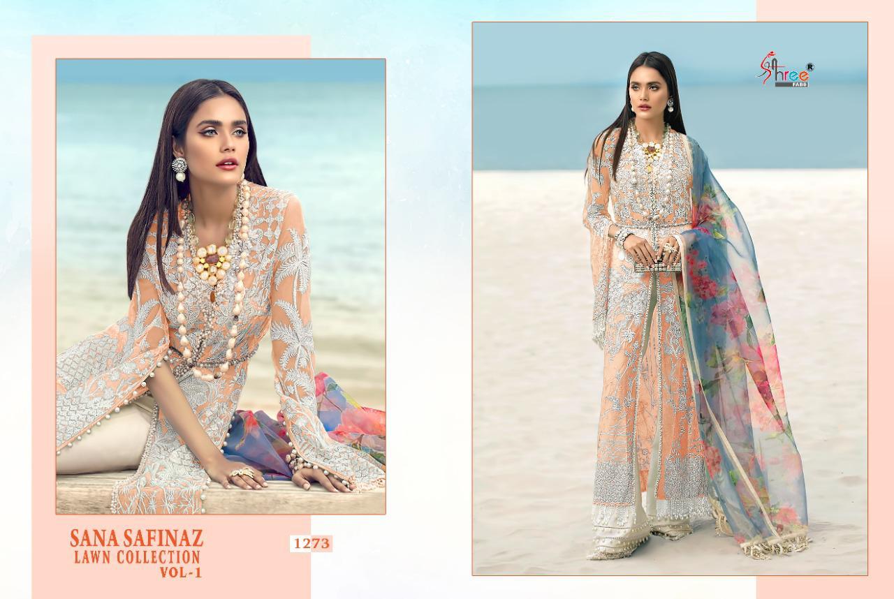Shree Fab Presents  Sana Safinaz Lawn Collection Vol 1 Butterfly Net Pakistani Suit
