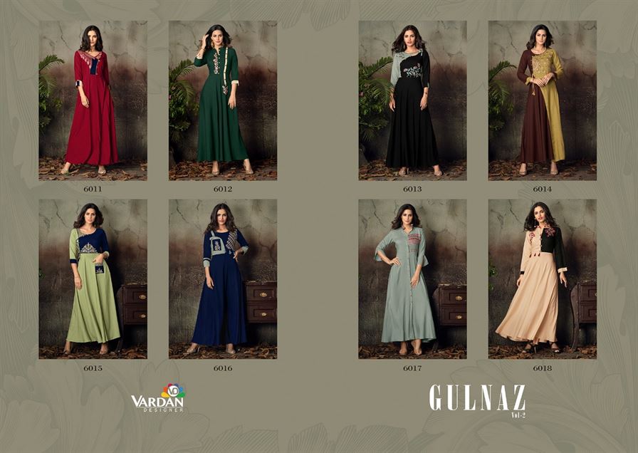 Vardan Designer Present Gulnaz Vol 2 Catalogue Party Wear Kurtis Wholesale Rate In Surat