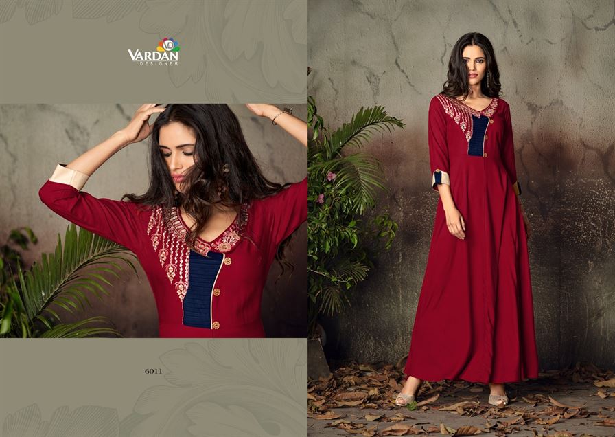 Vardan Designer Present Gulnaz Vol 2 Catalogue Party Wear Kurtis Wholesale Rate In Surat