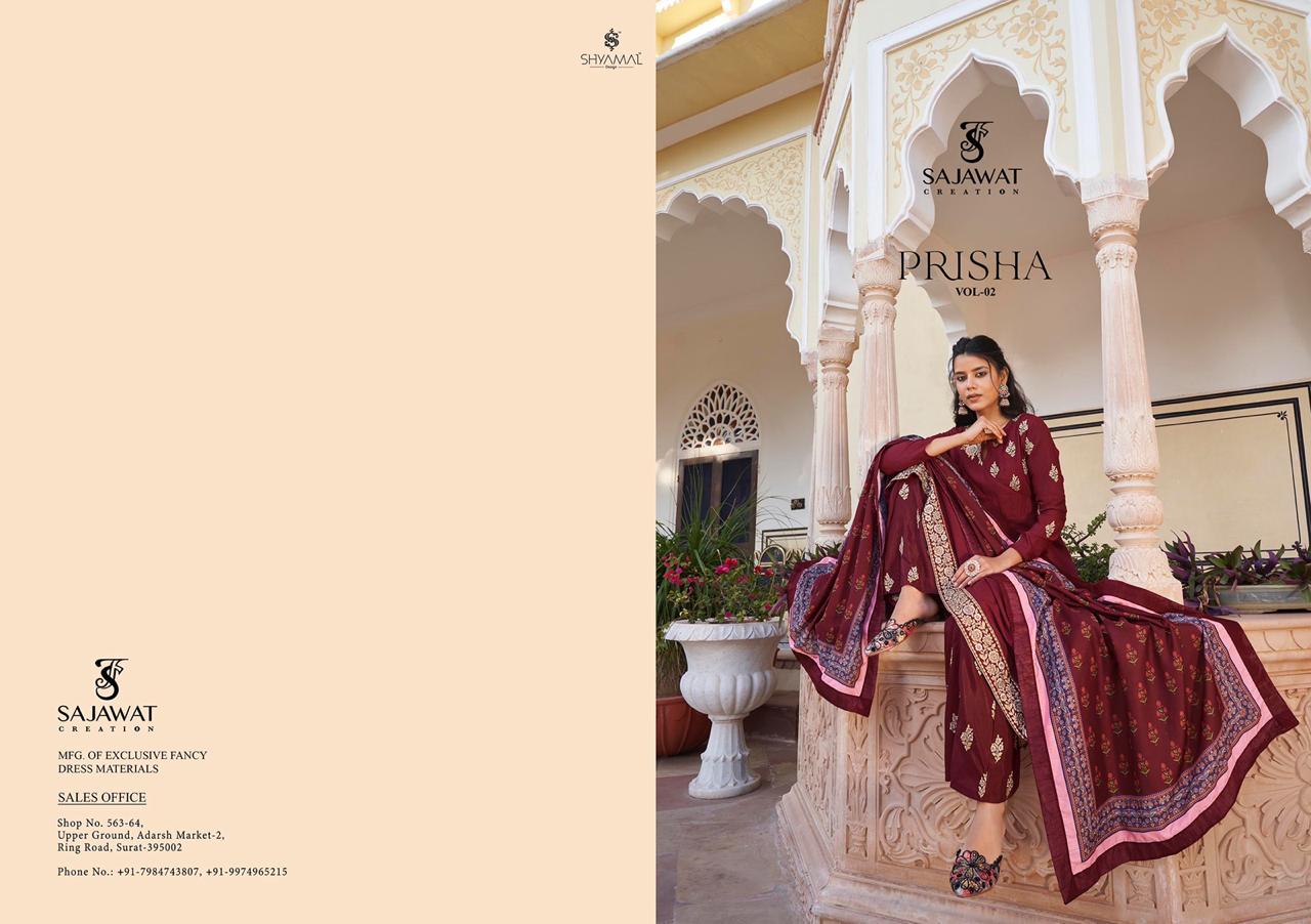 Prisha Vol-02 Designer Heavy Suits By Sajawat Creation At Wholesale Rate In Surat