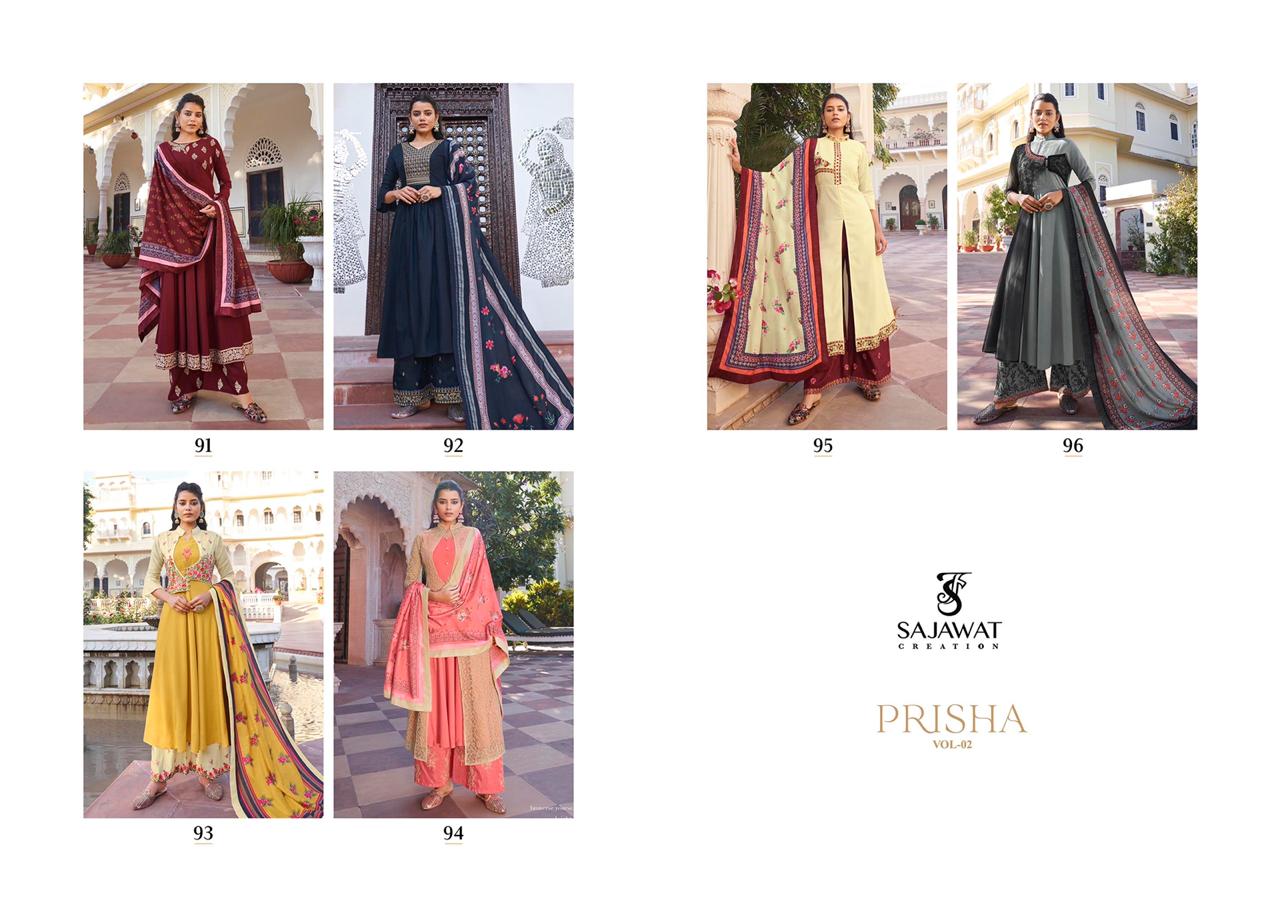 Prisha Vol-02 Designer Heavy Suits By Sajawat Creation At Wholesale Rate In Surat