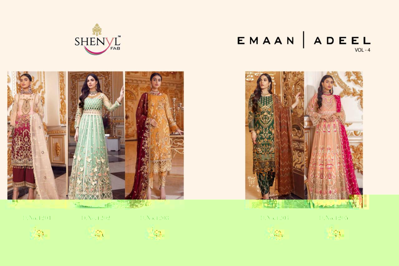 Emaan Adeel Vol-04 Premium Collection Of Pakistani Concept Suits By Shenyl Fab At Wholesale Rate In Surat
