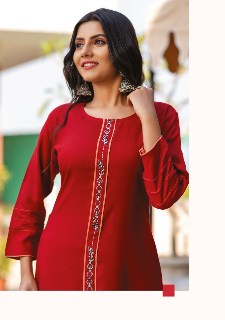 Wanna Looks Presents Palak Designer Fancy Rayon Heavy Print Kurti With Pant Concept Catalog At Wholesale Rate In Surat
