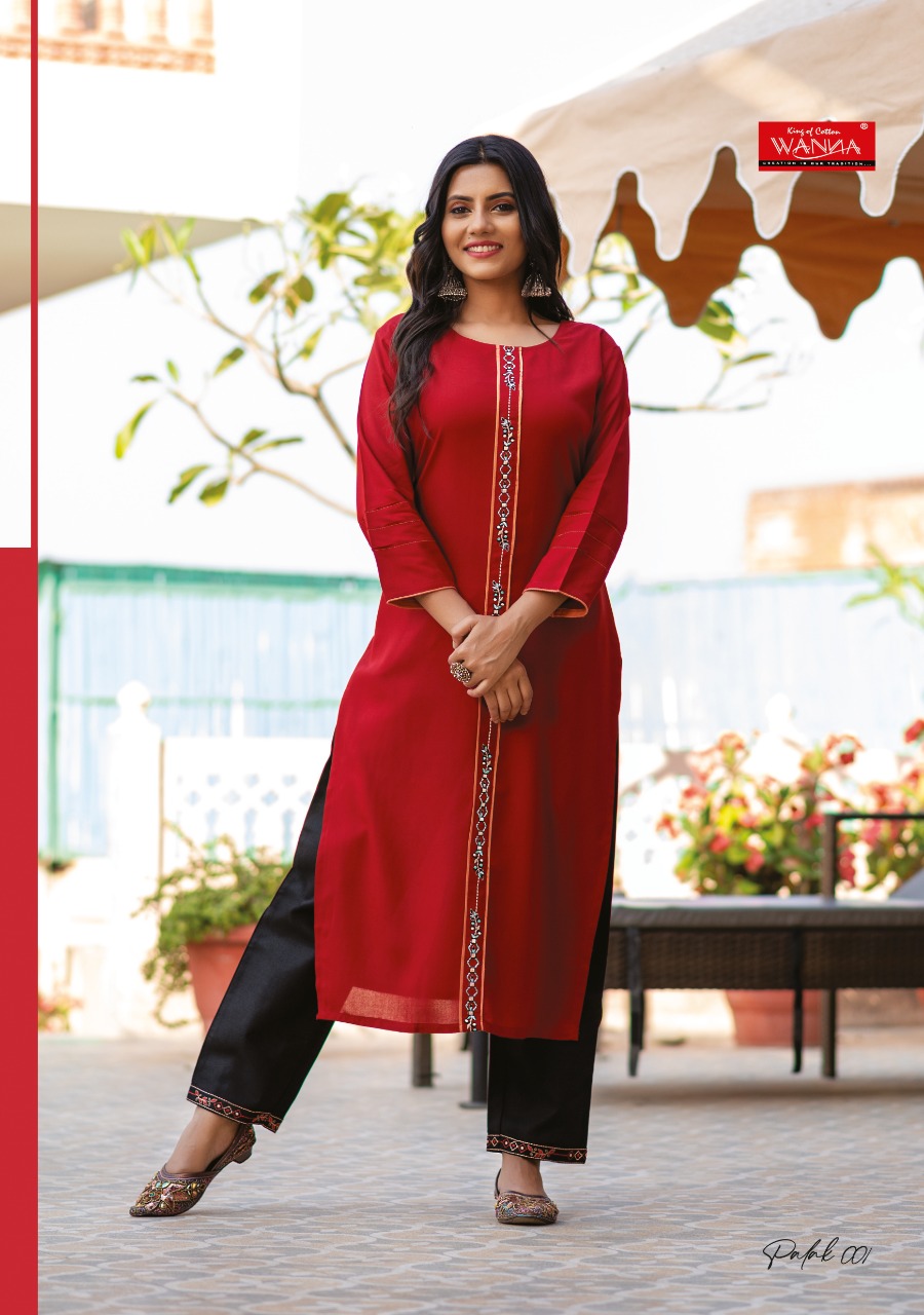 Wanna Looks Presents Palak Designer Fancy Rayon Heavy Print Kurti With Pant Concept Catalog At Wholesale Rate In Surat