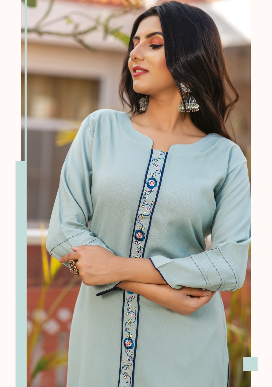 Wanna Looks Presents Palak Designer Fancy Rayon Heavy Print Kurti With Pant Concept Catalog At Wholesale Rate In Surat