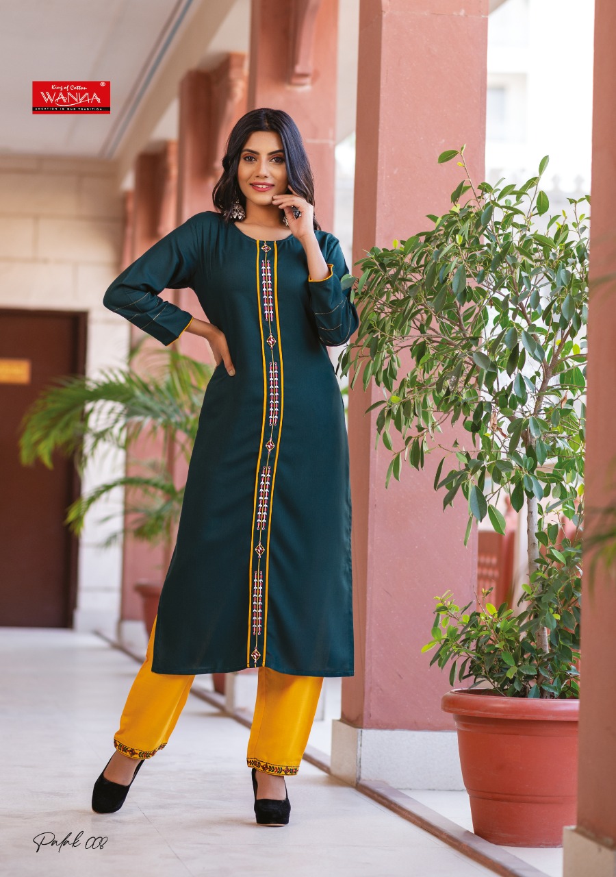 Wanna Looks Presents Palak Designer Fancy Rayon Heavy Print Kurti With Pant Concept Catalog At Wholesale Rate In Surat