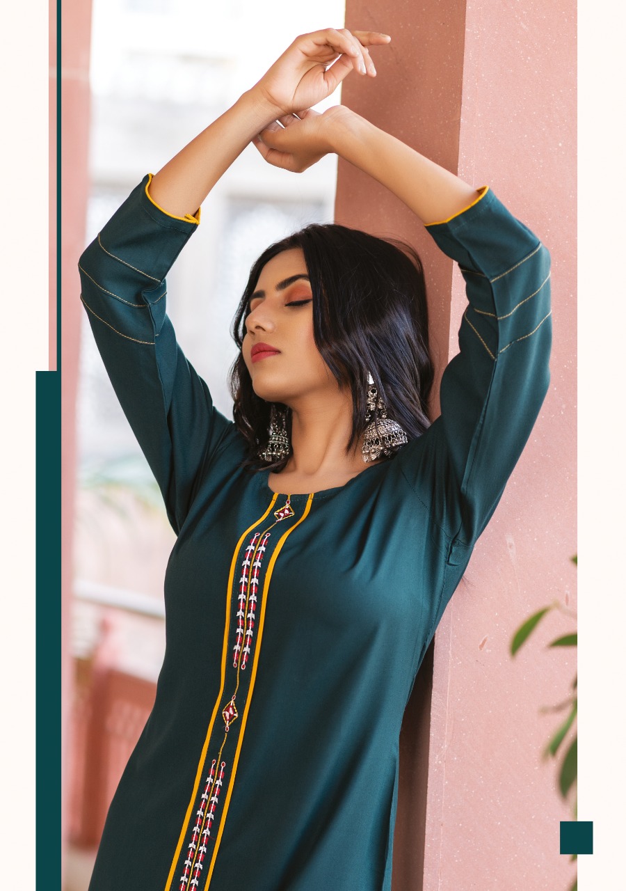 Wanna Looks Presents Palak Designer Fancy Rayon Heavy Print Kurti With Pant Concept Catalog At Wholesale Rate In Surat