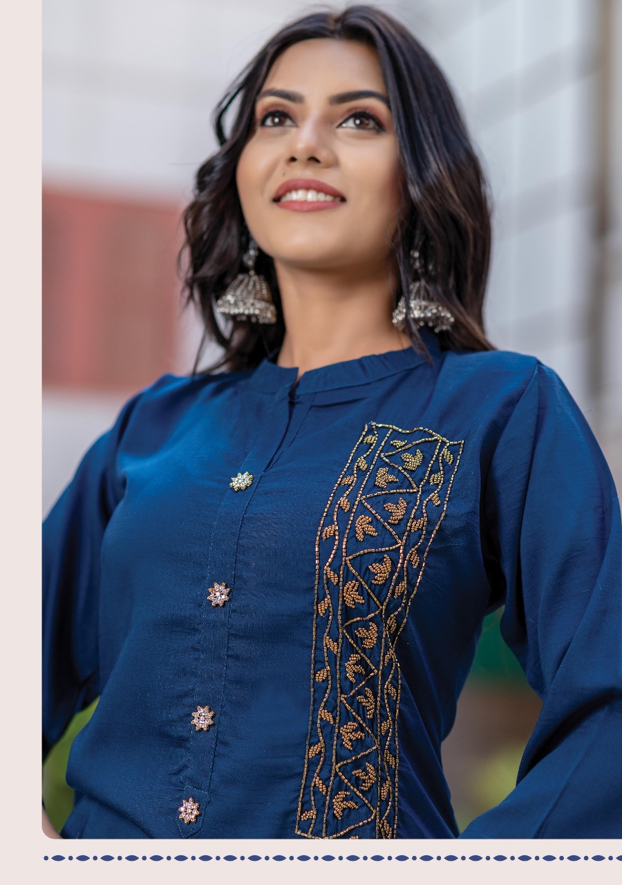 Wanna Looks Presents Shine Vol-4 Chinon Silk Designer Kurti With Banarasi Duppata Concept Catalog At Wholesale Rate In Surat