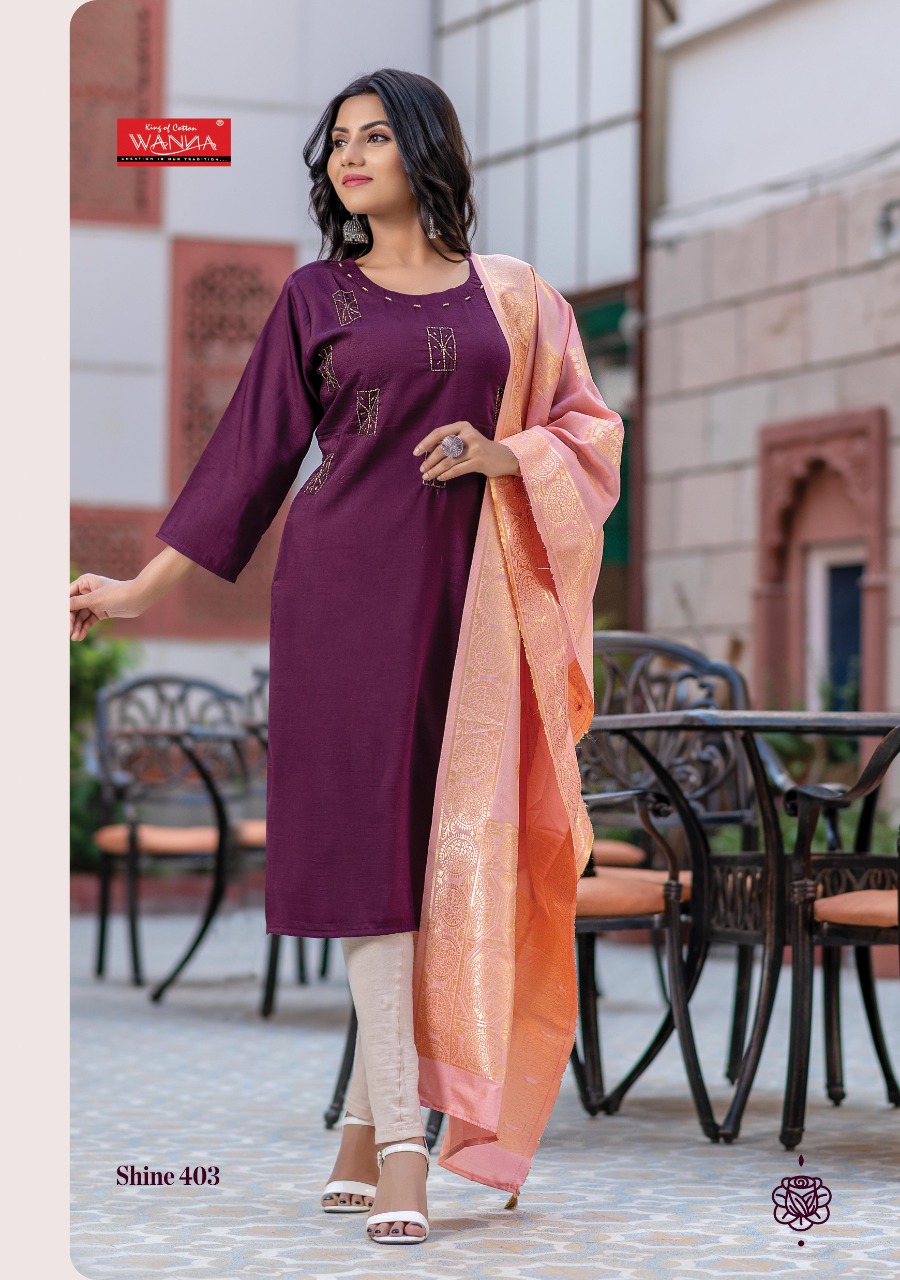 Wanna Looks Presents Shine Vol-4 Chinon Silk Designer Kurti With Banarasi Duppata Concept Catalog At Wholesale Rate In Surat