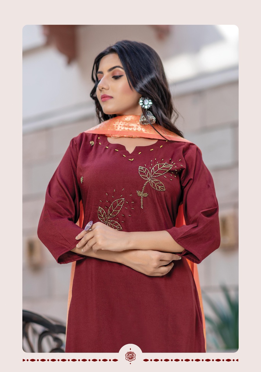Wanna Looks Presents Shine Vol-4 Chinon Silk Designer Kurti With Banarasi Duppata Concept Catalog At Wholesale Rate In Surat