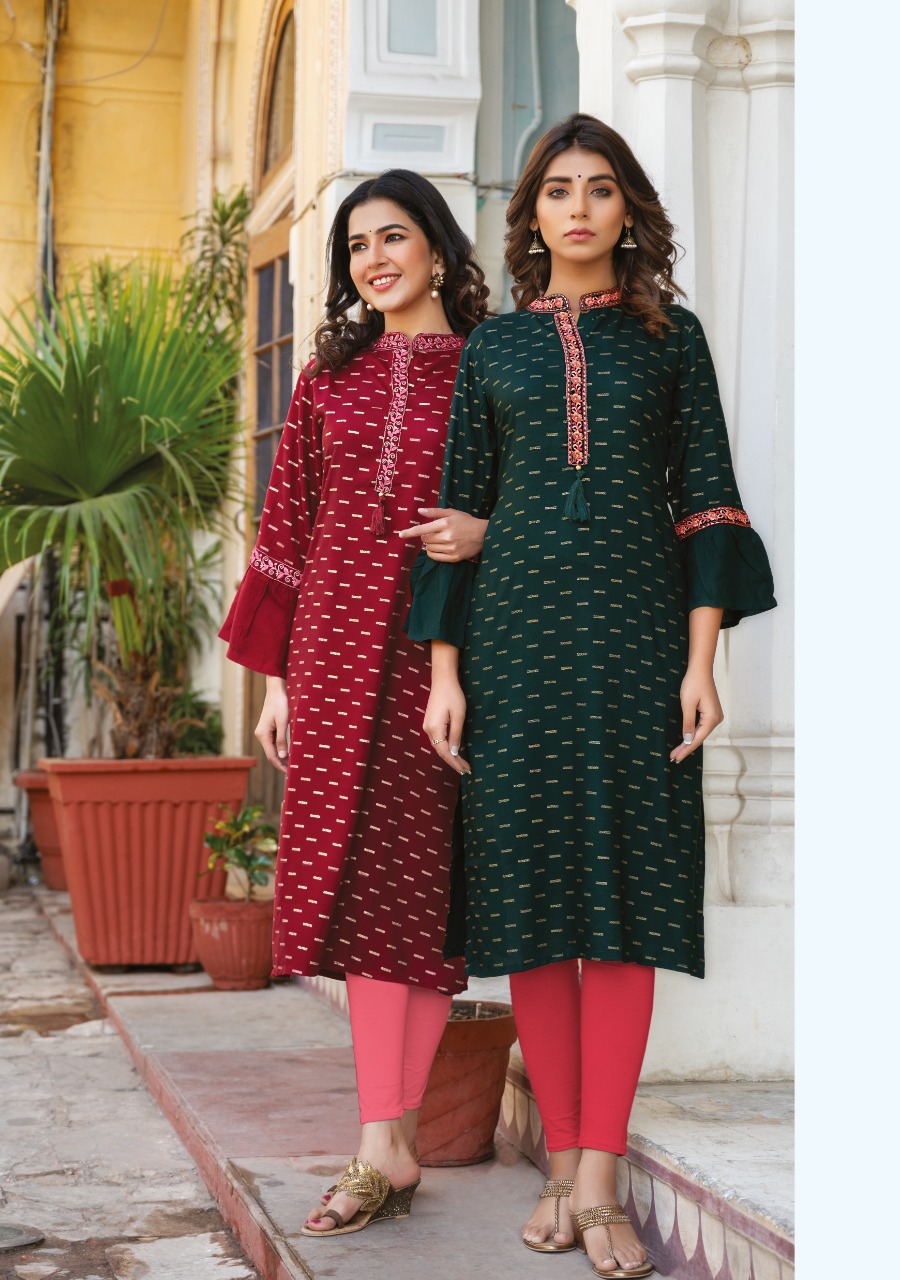Wanna Looks Presents Saloni Designer Casual Fancy Rayon Kurti Catalog At Wholesale Rate In Surat
