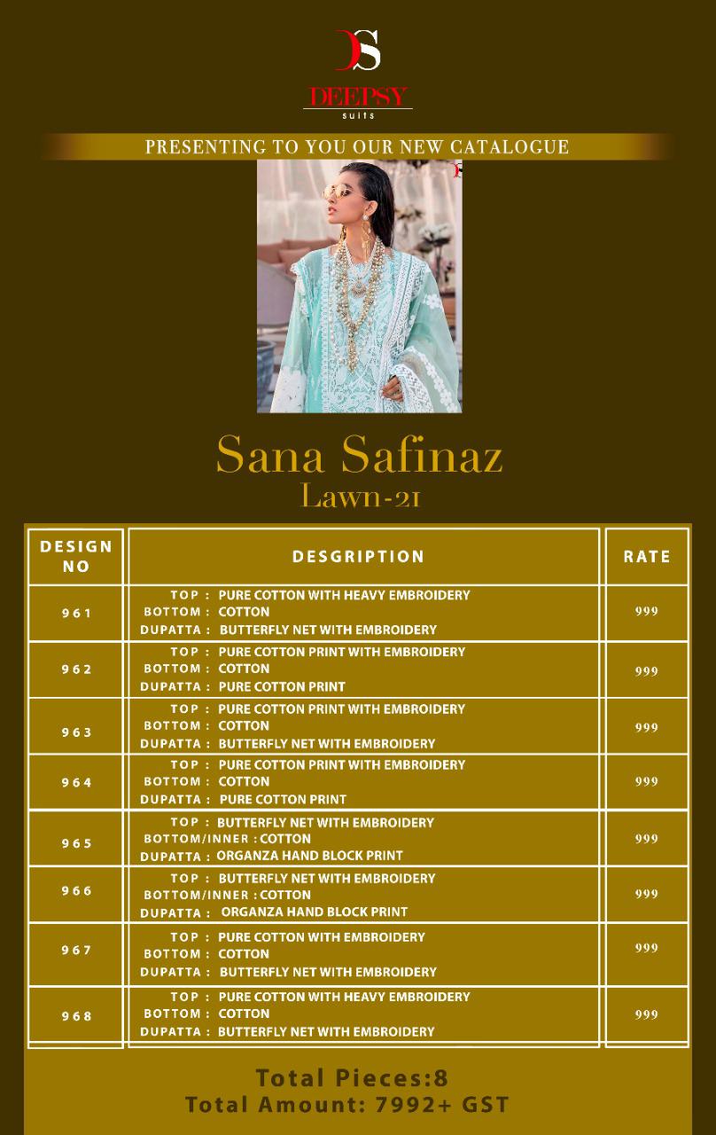 Deepsy Suit Presents Sana Safinaz Lawn 21 Pakistan Suit At Wholesale Rates In Surat