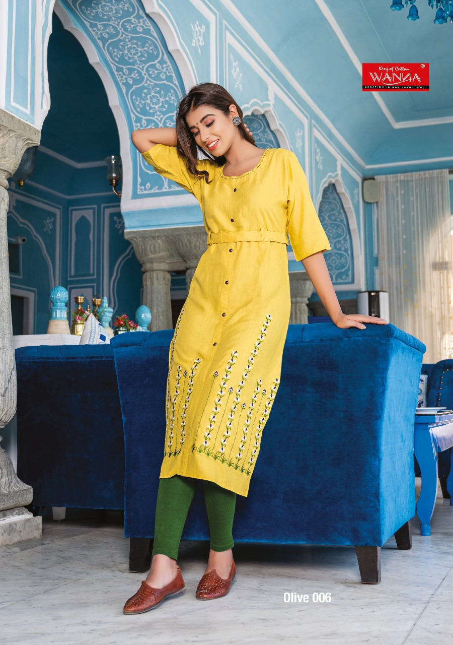 Wanna Looks Presents Olive Designer Rayon Heavy Embroidery Kurti Catalog At Wholesale Rate In Surat