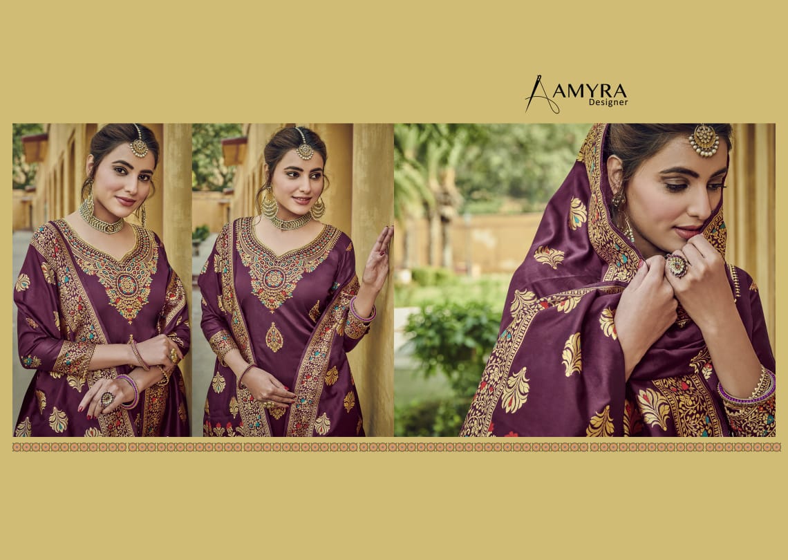 Amyra Designer Presents Shehzadi  Designer Heavy Silk Jacquard With Fancy Diamond Work Bridal Collection At Wholesale Rate In Surat