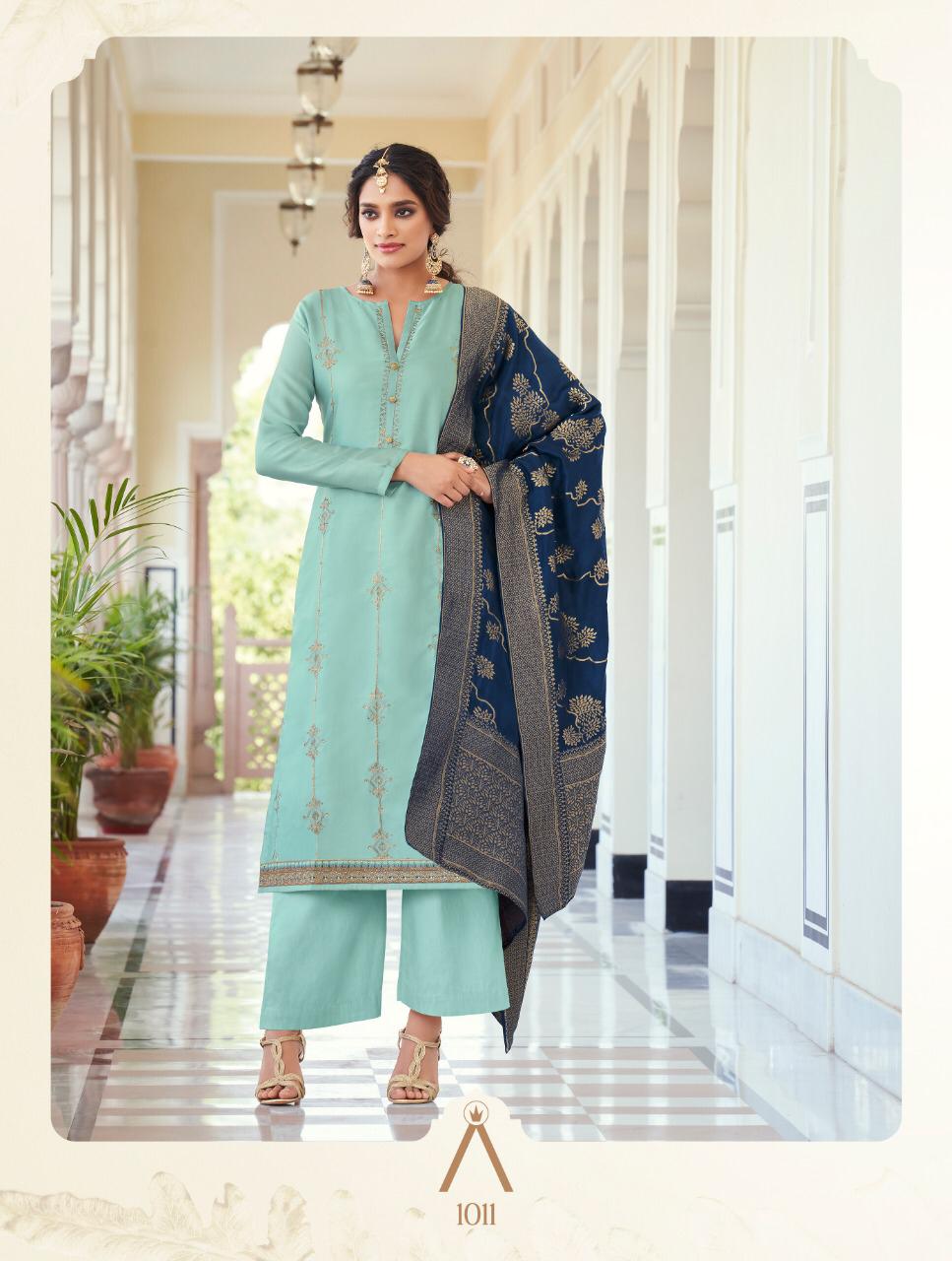 Anika Presents Suhali  Fantastic  Designer Heavy  Modal Satin Silk With Embrdary Work Salwar Kameez Catalog At Wholesale Rate In Surat