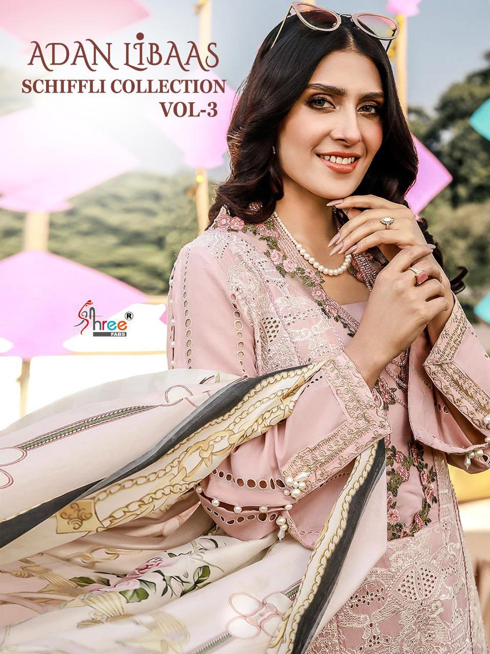 Shree Fab Presents Adan Libaas Schiffli Collection Vol 3 Pakistani Suit Catalog At Wholesale Rate In Surat