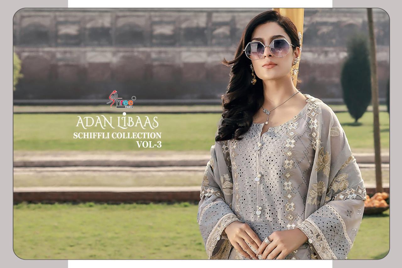 Shree Fab Presents Adan Libaas Schiffli Collection Vol 3 Pakistani Suit Catalog At Wholesale Rate In Surat