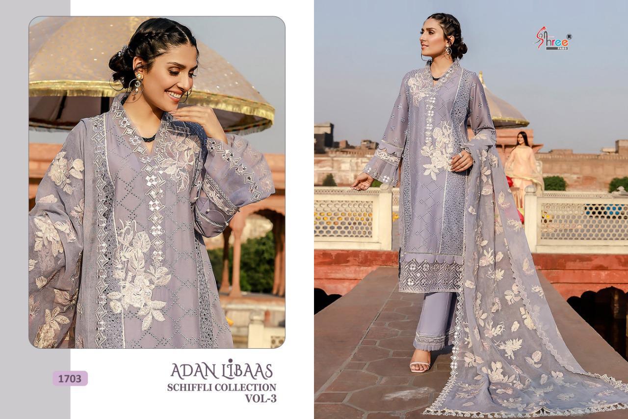 Shree Fab Presents Adan Libaas Schiffli Collection Vol 3 Pakistani Suit Catalog At Wholesale Rate In Surat