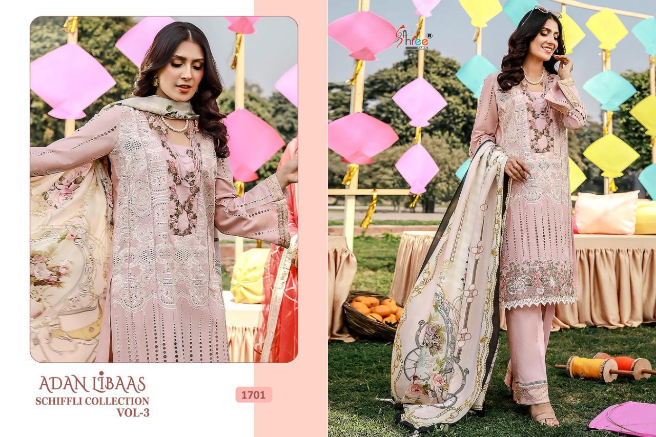 Shree Fab Presents Adan Libaas Schiffli Collection Vol 3 Pakistani Suit Catalog At Wholesale Rate In Surat