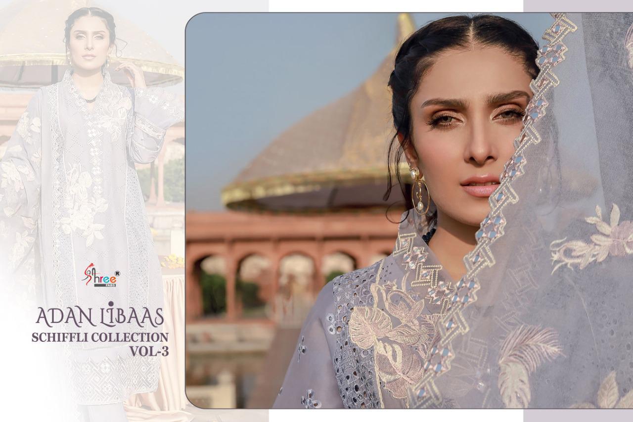 Shree Fab Presents Adan Libaas Schiffli Collection Vol 3 Pakistani Suit Catalog At Wholesale Rate In Surat