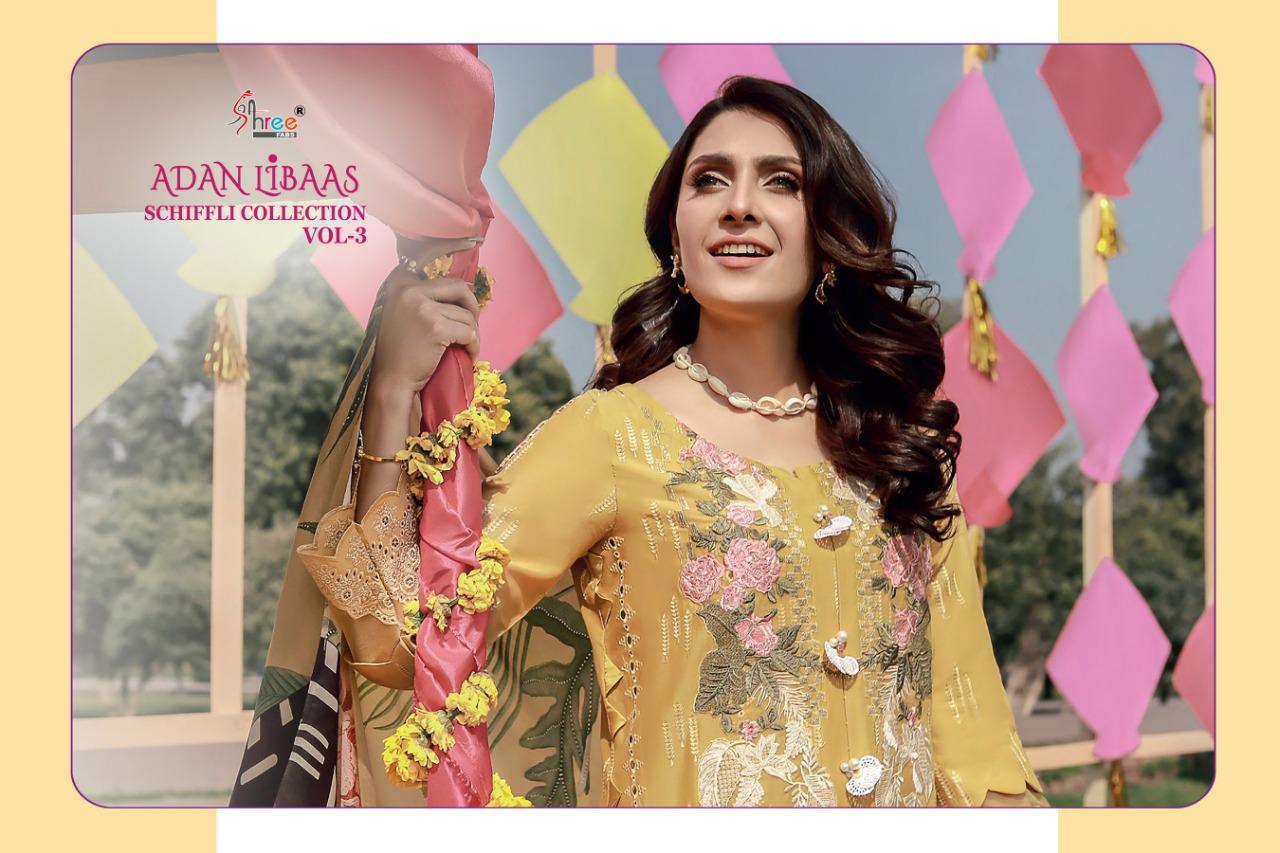Shree Fab Presents Adan Libaas Schiffli Collection Vol 3 Pakistani Suit Catalog At Wholesale Rate In Surat