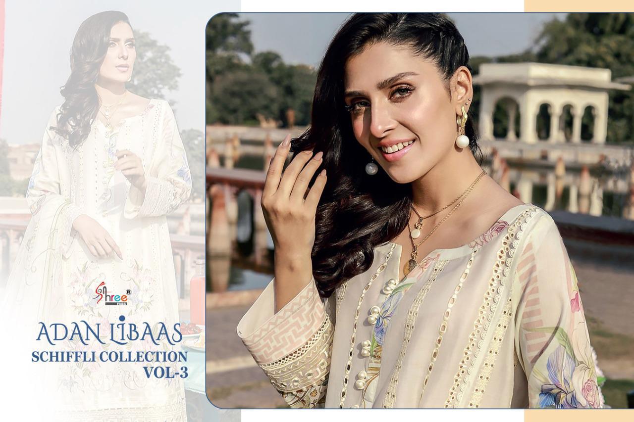 Shree Fab Presents Adan Libaas Schiffli Collection Vol 3 Pakistani Suit Catalog At Wholesale Rate In Surat
