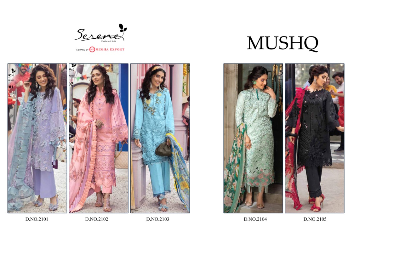 Serene Presents Mushq Heavy Cambric Lawn Embroidered Pakistani Suits Catalog At Wholesale Rate In Surat