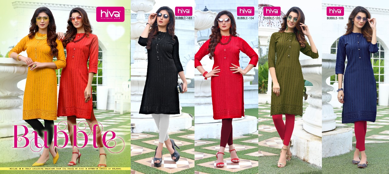 Hiva Designer Presents Bubble Designer Kurties Wholesale Rate In Surat