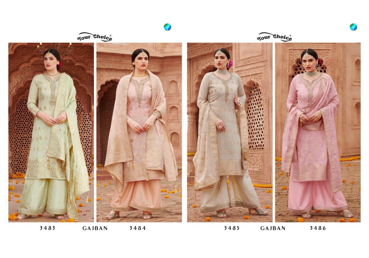 Your Choice Presants Gajban Pure Modal Silk Salwar Kameez At Wholesale Rate In Surat