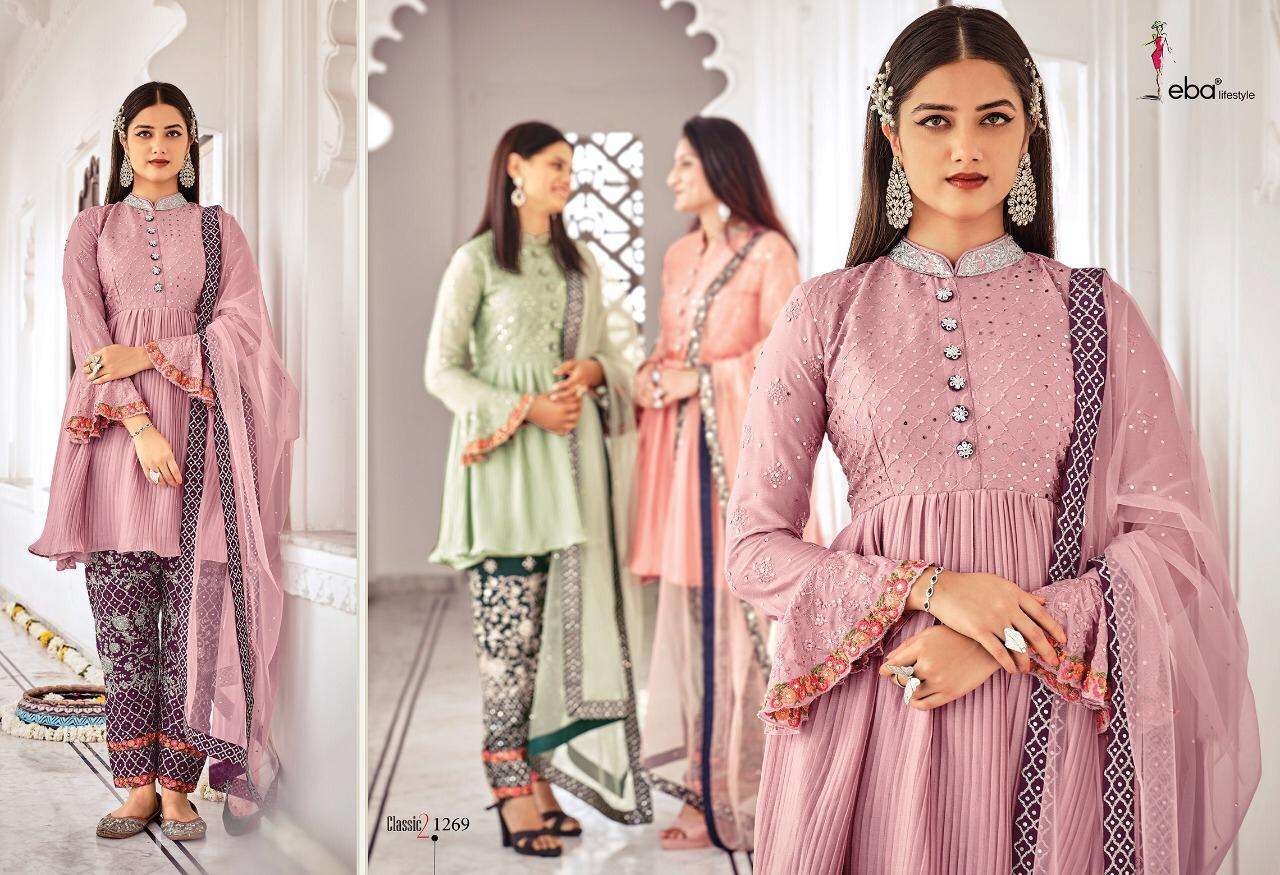 Eba Lifestyle Presents Classic Vol 2 Heavy Chinon With Embroidery Daimond Work Dress Material Salwar Suits Wholesale Dealer Surat
