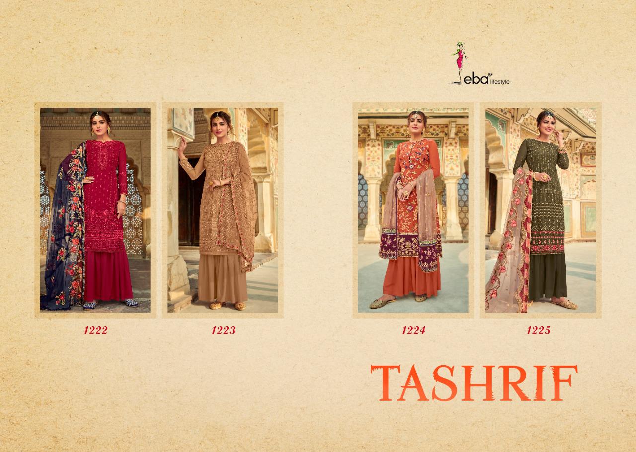 Eba Lifestyle Present Tashrif Heavy Faux Georgette With Heavy Embroidery Work Dress Material At Wholesale Rate In  Surat