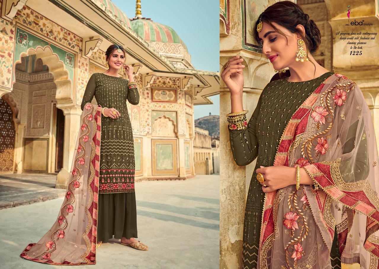 Eba Lifestyle Present Tashrif Heavy Faux Georgette With Heavy Embroidery Work Dress Material At Wholesale Rate In  Surat