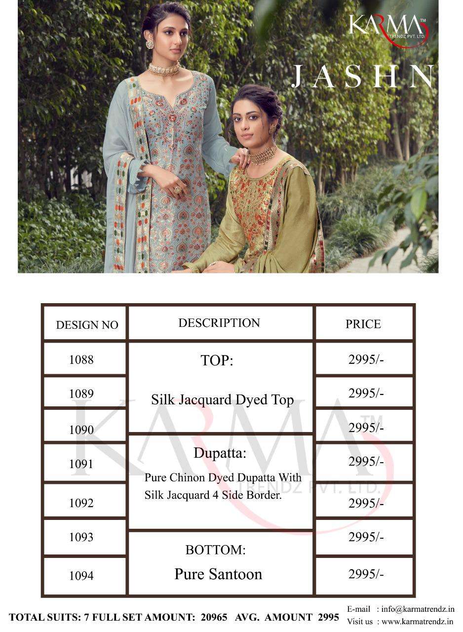 Karma Trandz Presents  Jashn Silk Jacquard Exclusive Indian Salwar Kameez At Wholesale Rate In Surat