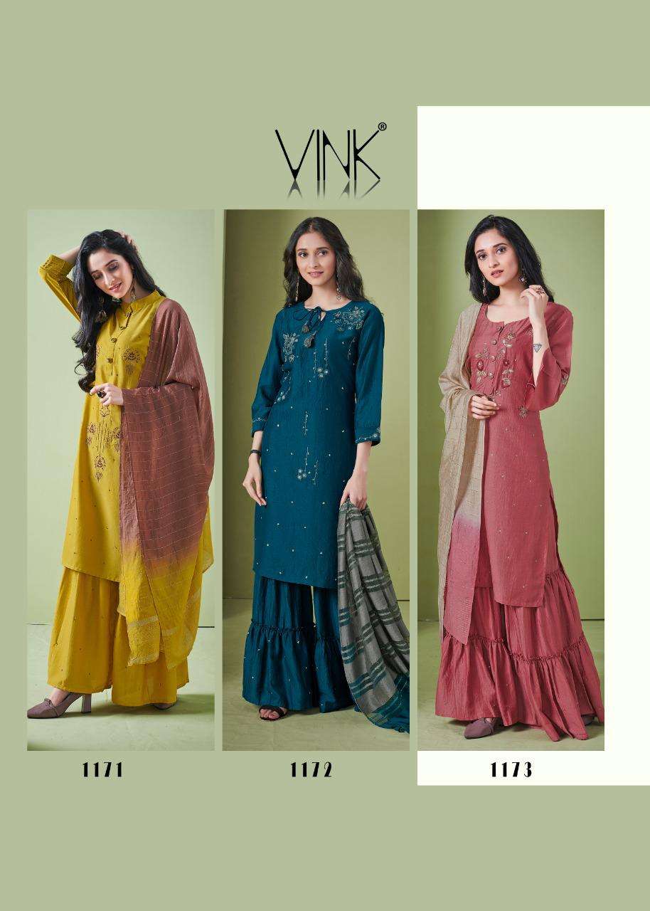 Vink Presents Pristine  Designer Readymade Silk Sharara Suits Concepts Catalog At Wholesale Rate In Surat