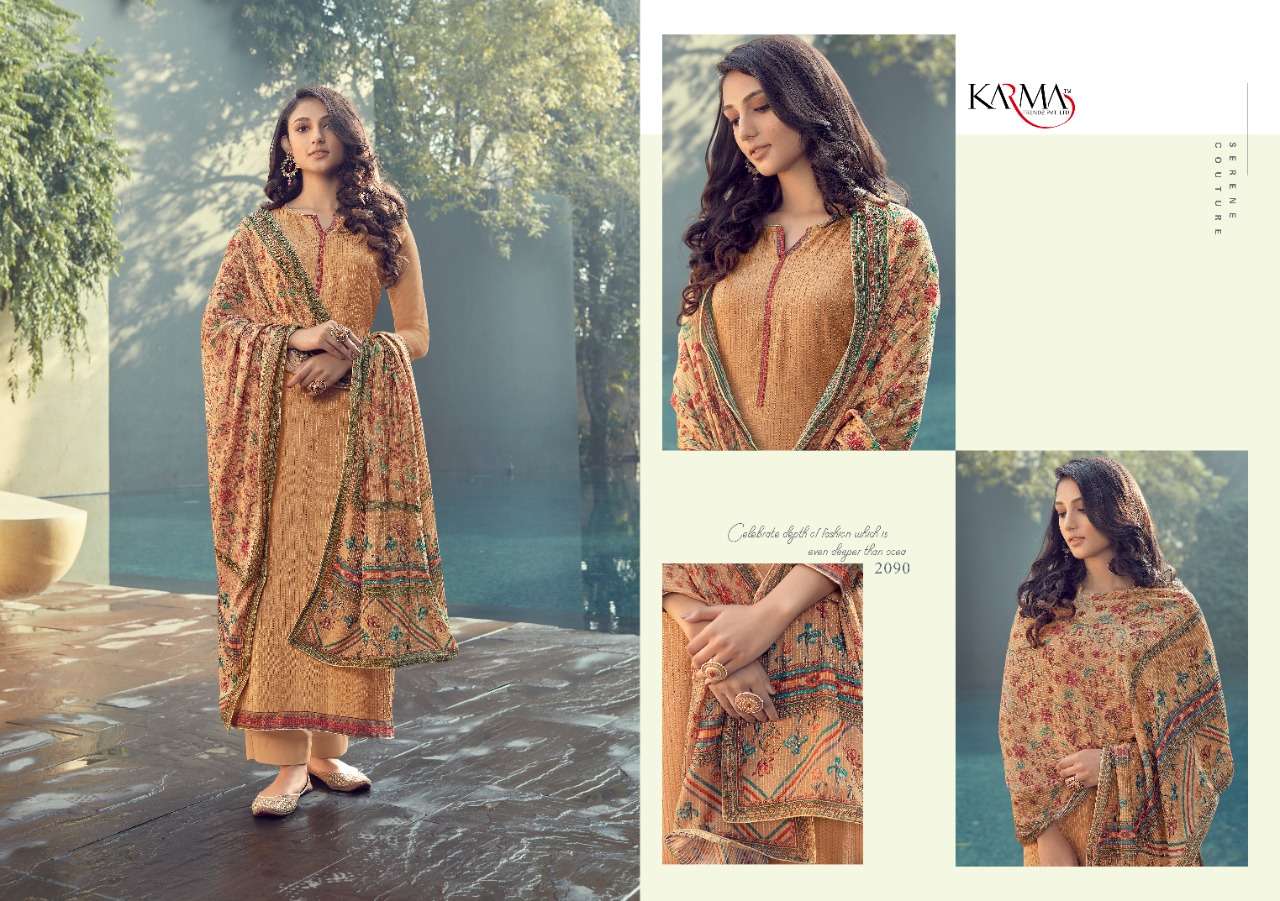 Karma Trandz Presents Sabah Vol 3  2088-2094 Series Muslin Embroidery Suits Wholesale Rate In India