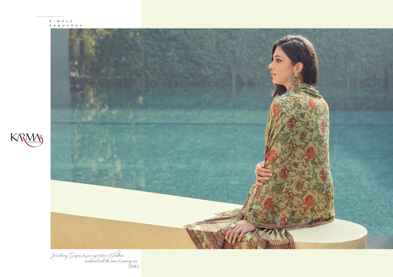 Karma Trandz Presents Sabah Vol 3  2088-2094 Series Muslin Embroidery Suits Wholesale Rate In India