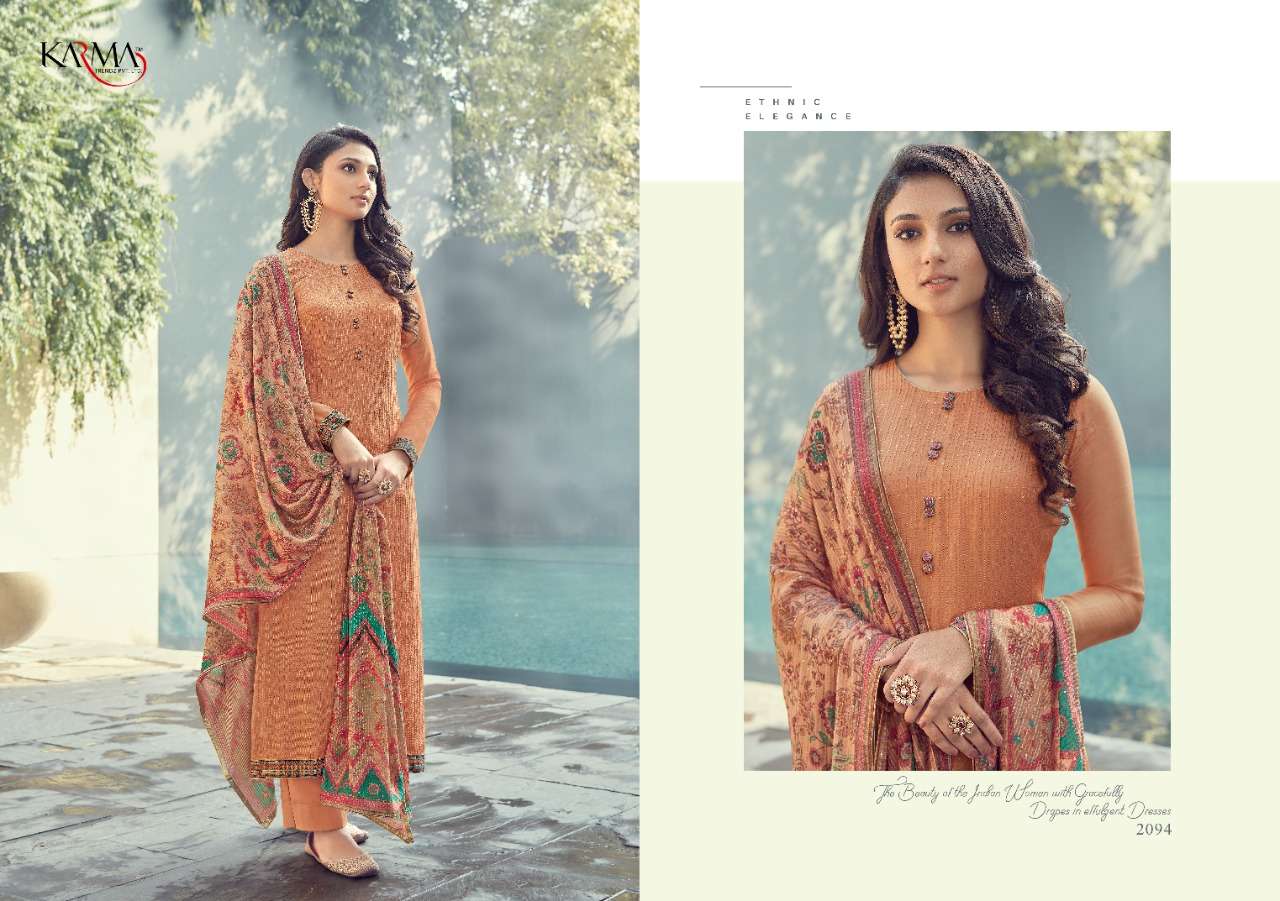 Karma Trandz Presents Sabah Vol 3  2088-2094 Series Muslin Embroidery Suits Wholesale Rate In India