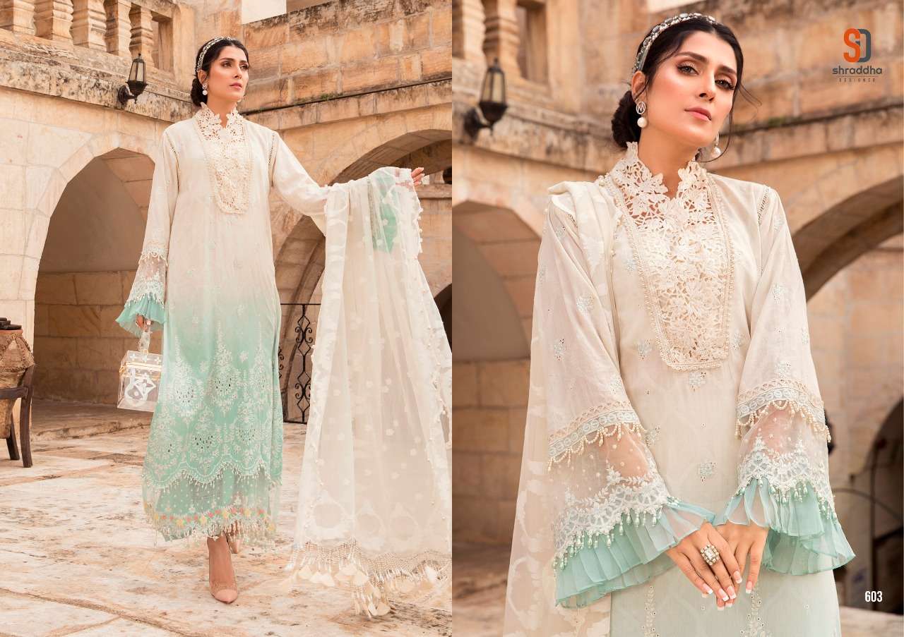 Shraddha Designer Maria B Schiffli Collection Pure Cambric Cotton With Chiken Embroidery Work Pakistani Suits Collection At Wholesale Rate In Surat