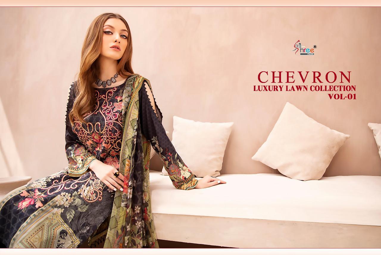 Shree Fab Presents Chevron Luxury Lawn Collection Vol 01 Regal Look Pakistani Suits Catalog At Wholesale Rate In Surat