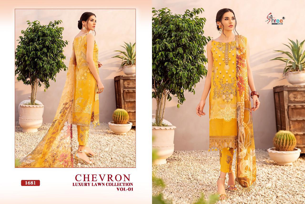 Shree Fab Presents Chevron Luxury Lawn Collection Vol 01 Regal Look Pakistani Suits Catalog At Wholesale Rate In Surat