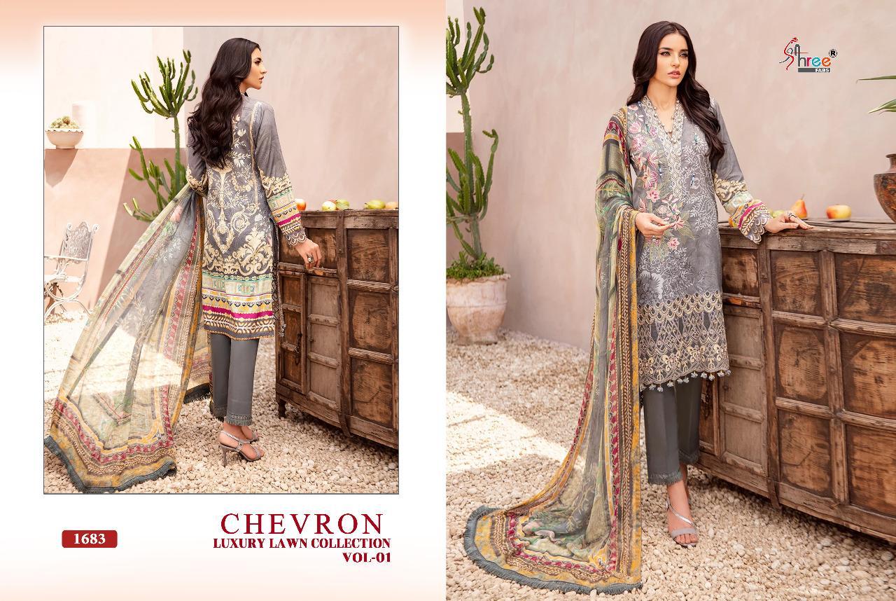 Shree Fab Presents Chevron Luxury Lawn Collection Vol 01 Regal Look Pakistani Suits Catalog At Wholesale Rate In Surat