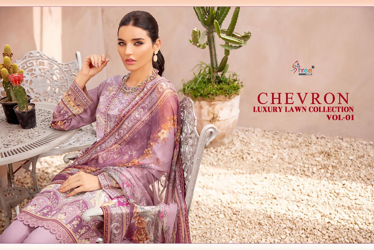 Shree Fab Presents Chevron Luxury Lawn Collection Vol 01 Regal Look Pakistani Suits Catalog At Wholesale Rate In Surat
