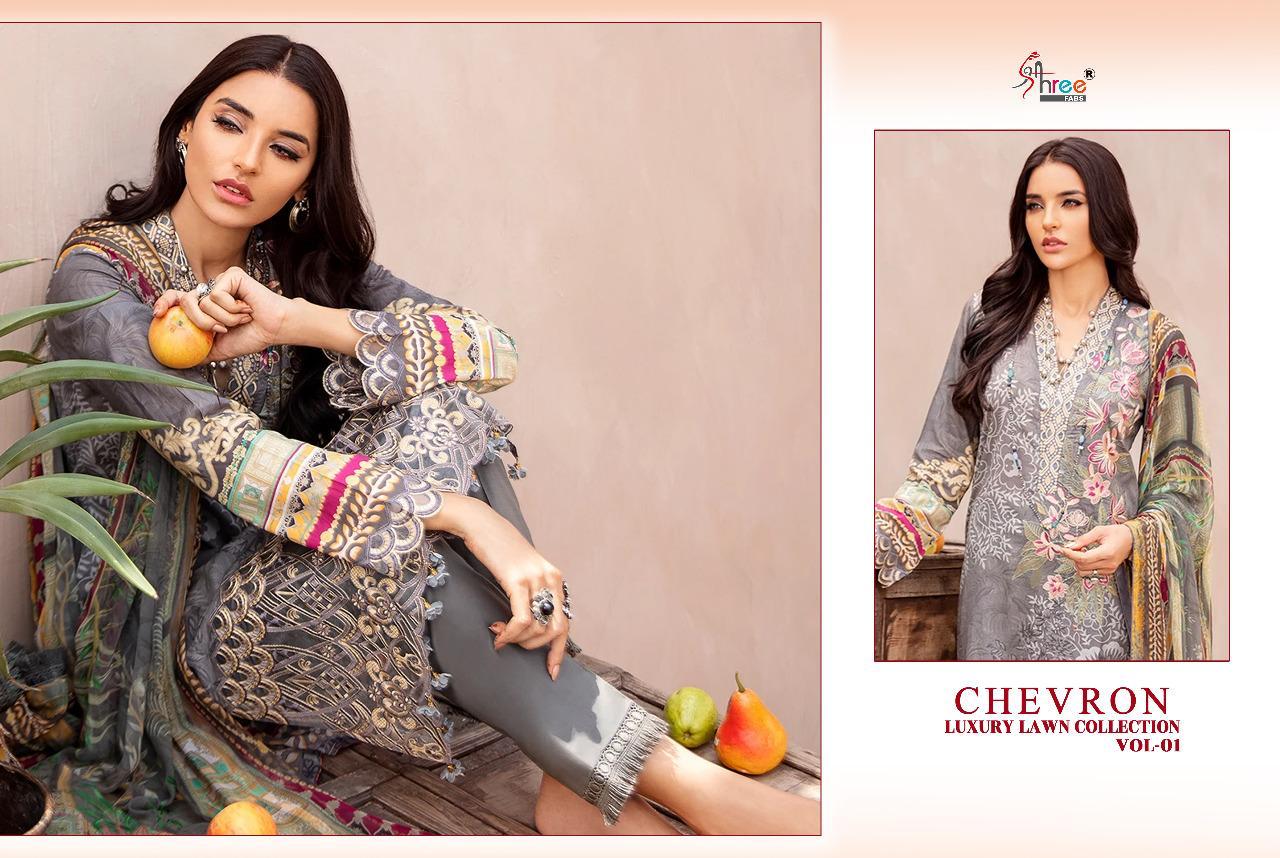 Shree Fab Presents Chevron Luxury Lawn Collection Vol 01 Regal Look Pakistani Suits Catalog At Wholesale Rate In Surat