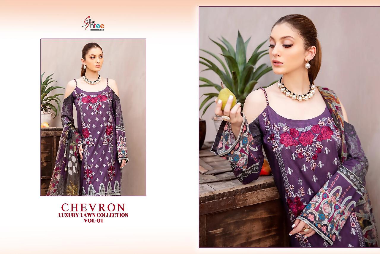 Shree Fab Presents Chevron Luxury Lawn Collection Vol 01 Regal Look Pakistani Suits Catalog At Wholesale Rate In Surat