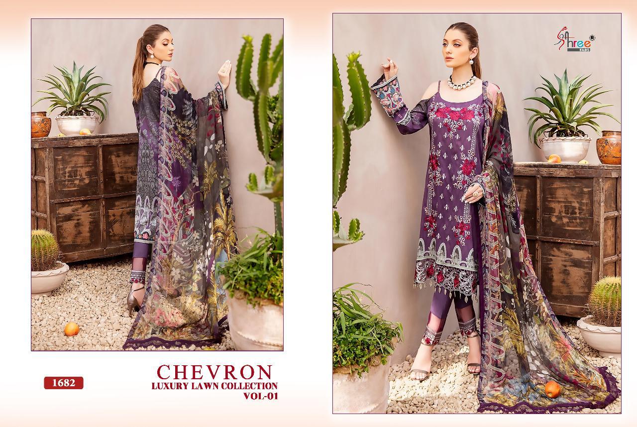 Shree Fab Presents Chevron Luxury Lawn Collection Vol 01 Regal Look Pakistani Suits Catalog At Wholesale Rate In Surat